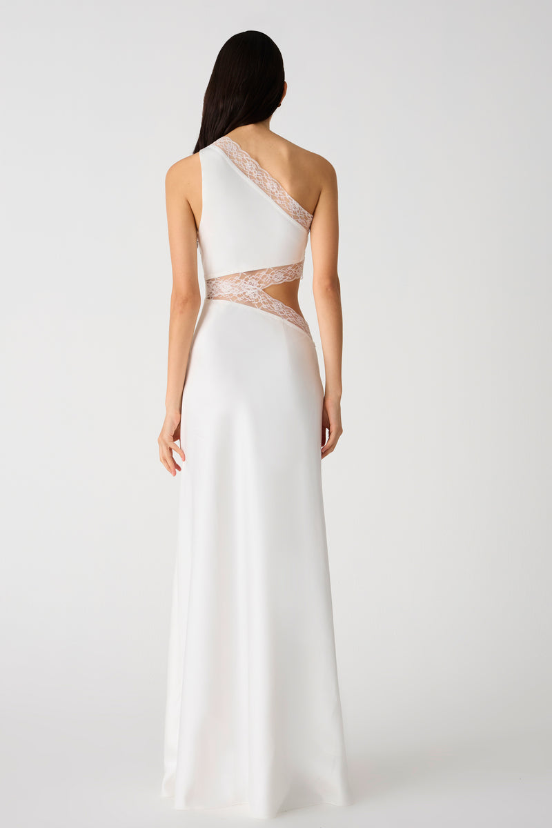 Misha Jillian Satin Gown - Ivory - SHOPJAUS - JAUS