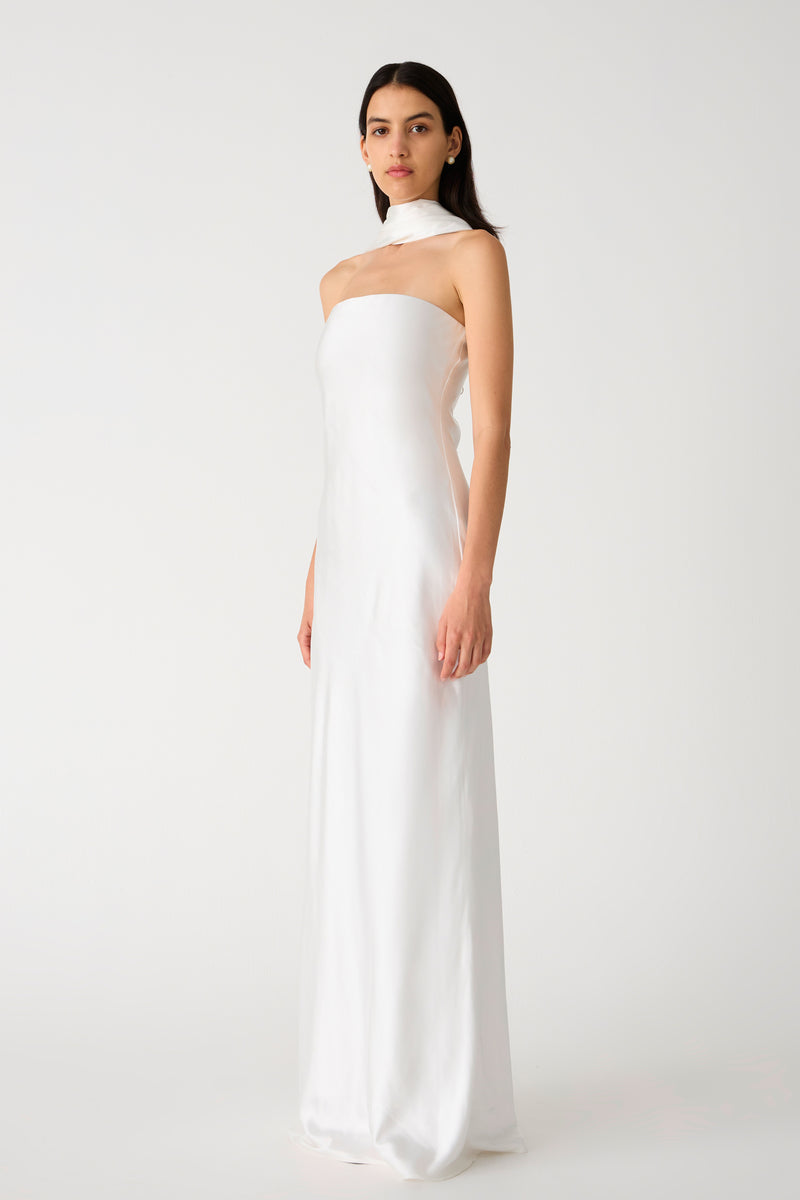 Misha Lilia Satin Gown - Ivory - SHOPJAUS - JAUS