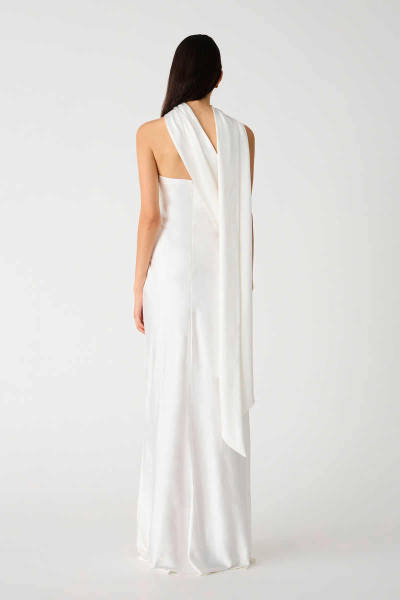 Misha Lilia Satin Gown - Ivory - SHOPJAUS - JAUS