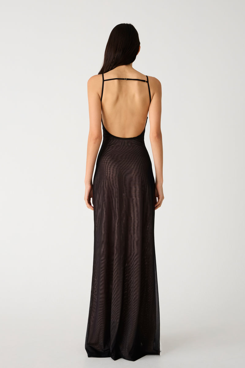 misha sheer slim dress ANTHROPOLOGIE MISHA TALITHA SHEER SLIM MESH RUCHED MAXI DRESS GOWN IVORY L FIT M