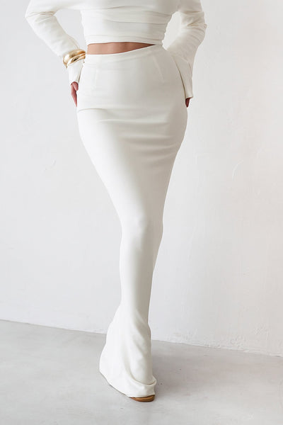 Cupro Maxi Skirt - Vintage White - SHOPJAUS - JAUS