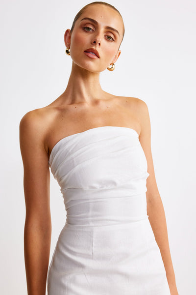 Romi Linen Dress - White - SHOPJAUS - JAUS