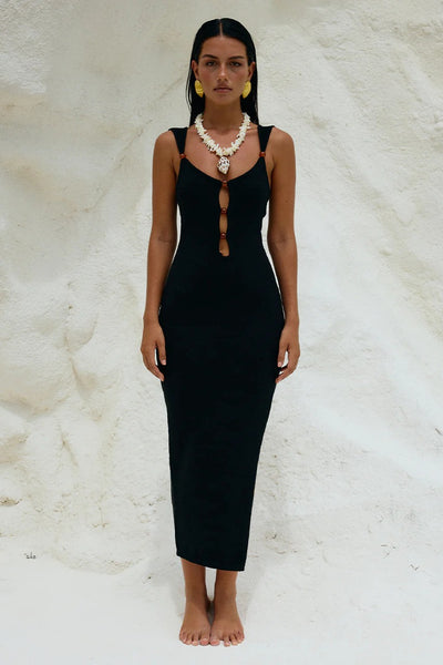 Paris Midi Dress - Black - SHOPJAUS - JAUS