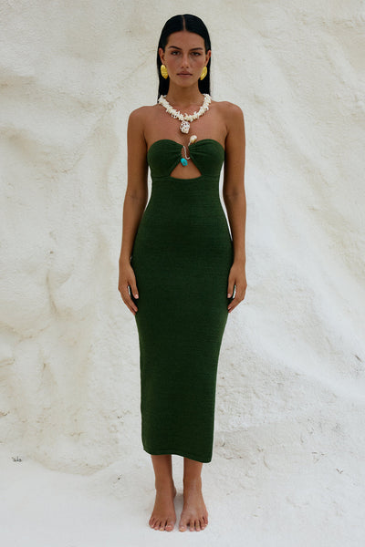 Lua Midi Dress - Khaki - SHOPJAUS - JAUS