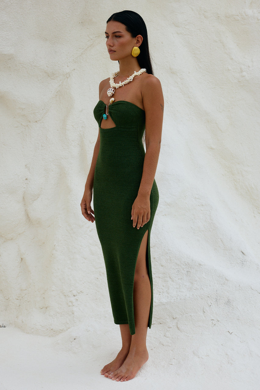 Lua Midi Dress - Khaki - SHOPJAUS - JAUS