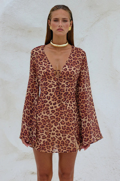 Anara Mini Dress - Leopard - SHOPJAUS - JAUS