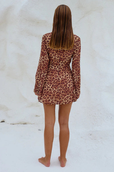 Anara Mini Dress - Leopard - SHOPJAUS - JAUS