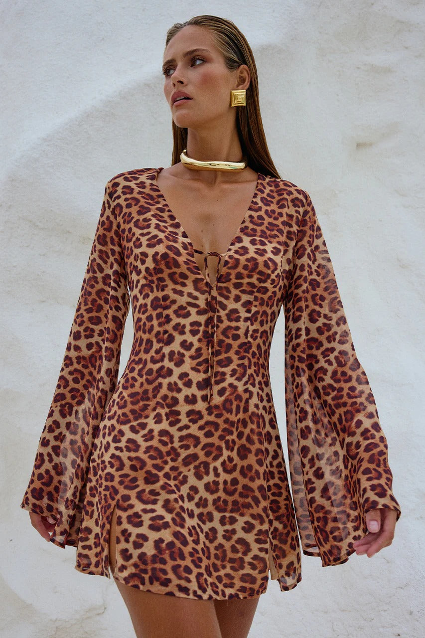 Anara Mini Dress - Leopard - SHOPJAUS - JAUS