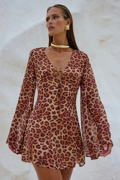 Anara Mini Dress - Leopard - SHOPJAUS - JAUS