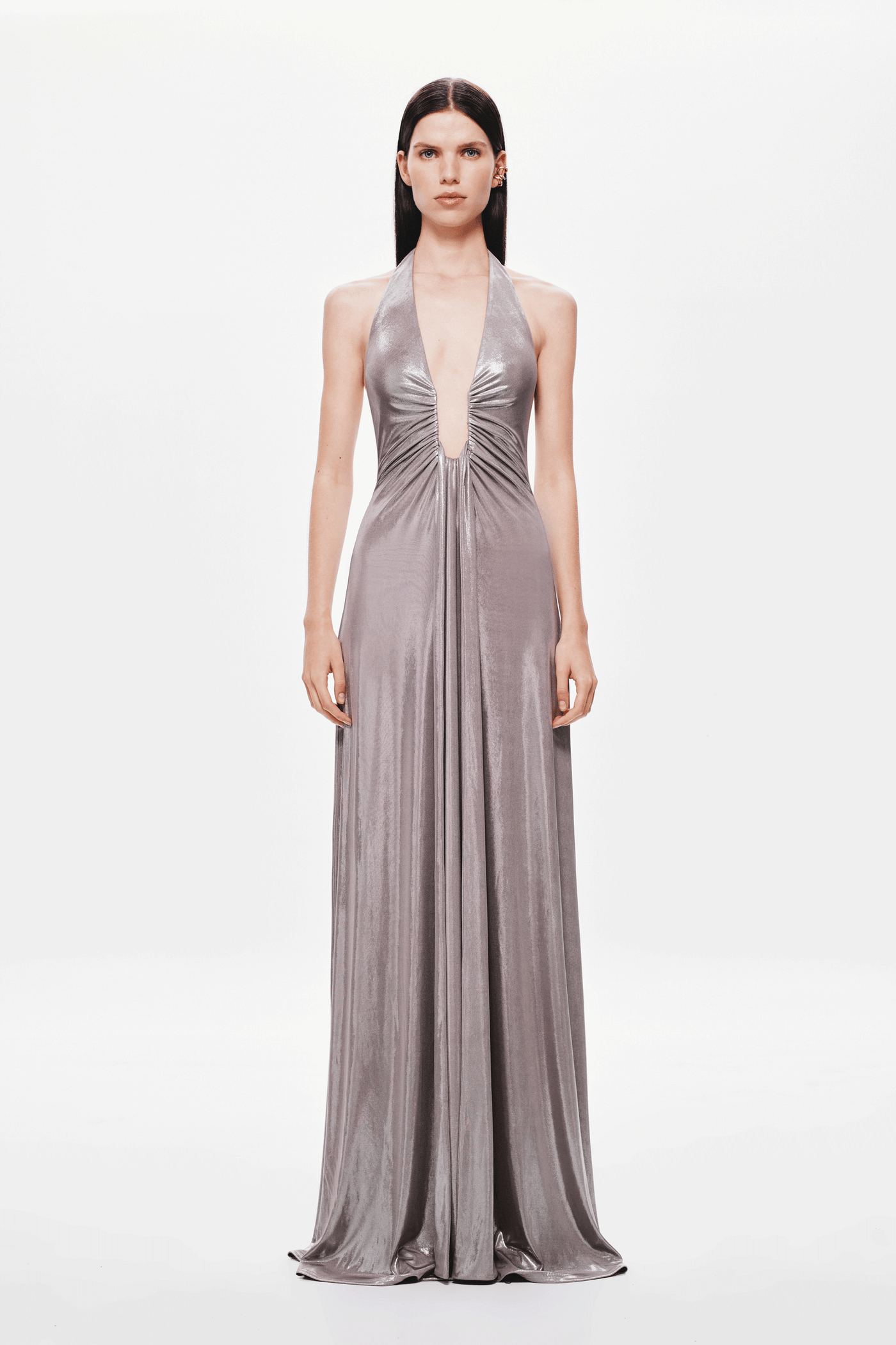 Jennifer Foil Jersey Dress - Cinder - SHOPJAUS - JAUS