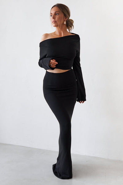 Cupro Maxi Skirt - Black - SHOPJAUS - JAUS