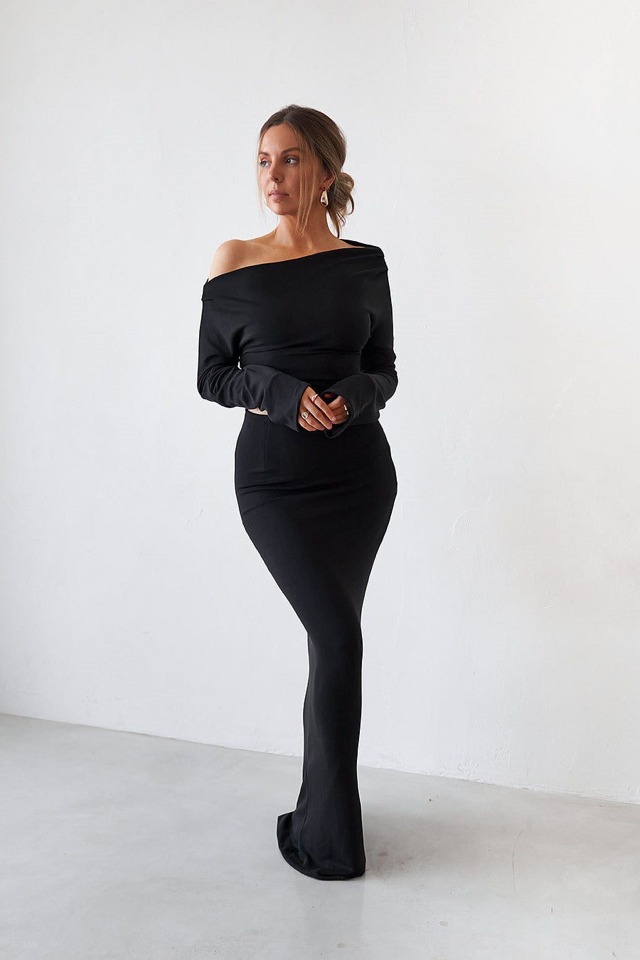 Cupro Long Sleeve Top - Black - SHOPJAUS - JAUS