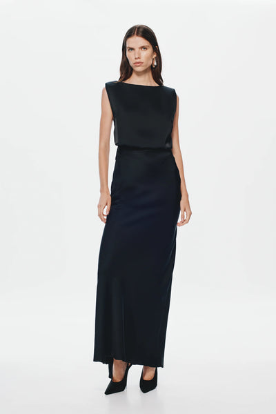 Misha Rocky Satin Dress - Black