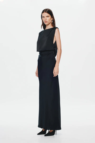 Misha Rocky Satin Dress - Black