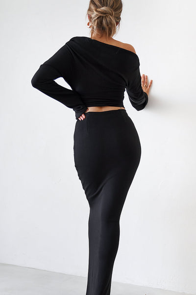 Cupro Maxi Skirt - Black - SHOPJAUS - JAUS