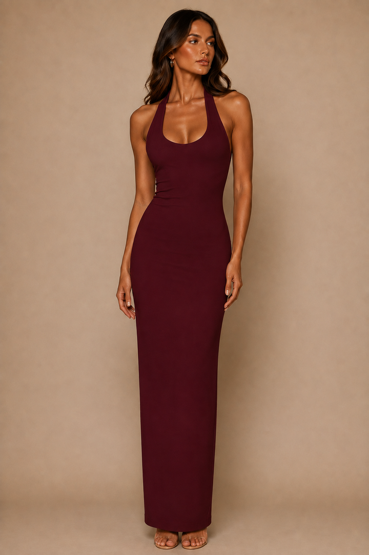 Elodie Halter Maxi Dress - Merlot