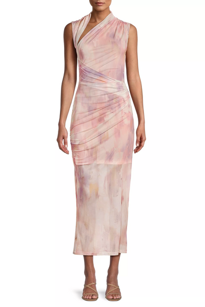 Misha Tillie Mesh Midi Dress - Waterlily Print - SHOPJAUS - JAUS
