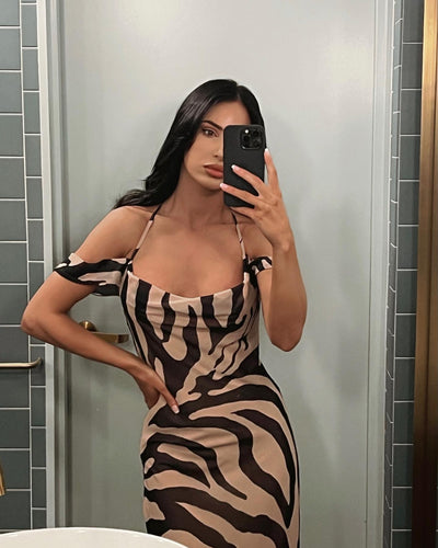 Vienna Bias Cut Gown - Zebra - SHOPJAUS - JAUS