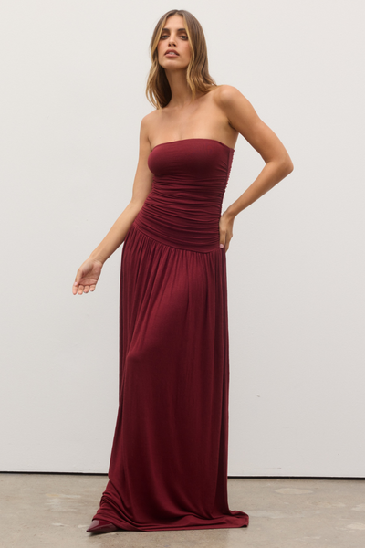 Leah Maxi Dress - Wine - SHOPJAUS - JAUS
