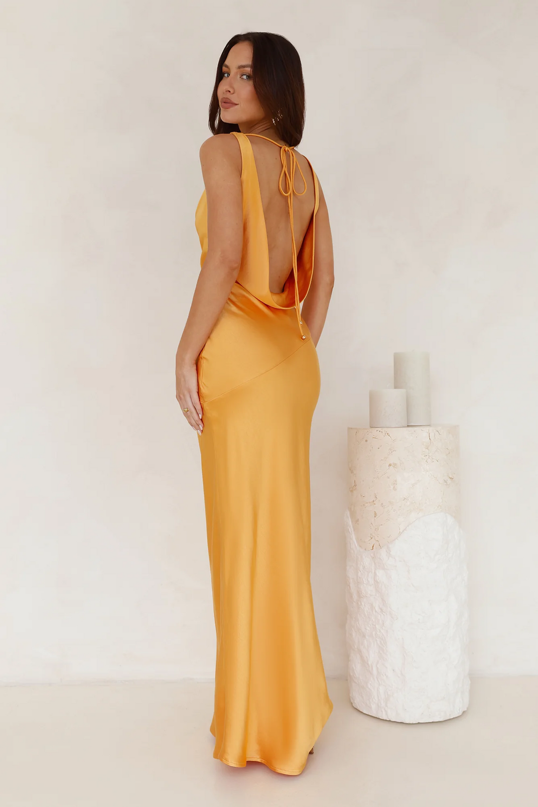 Cassandra Cowl Neck Maxi Dress - Orange | JAUS Cassandra Cowl Neck Maxi Dress - Orange | JAUS
