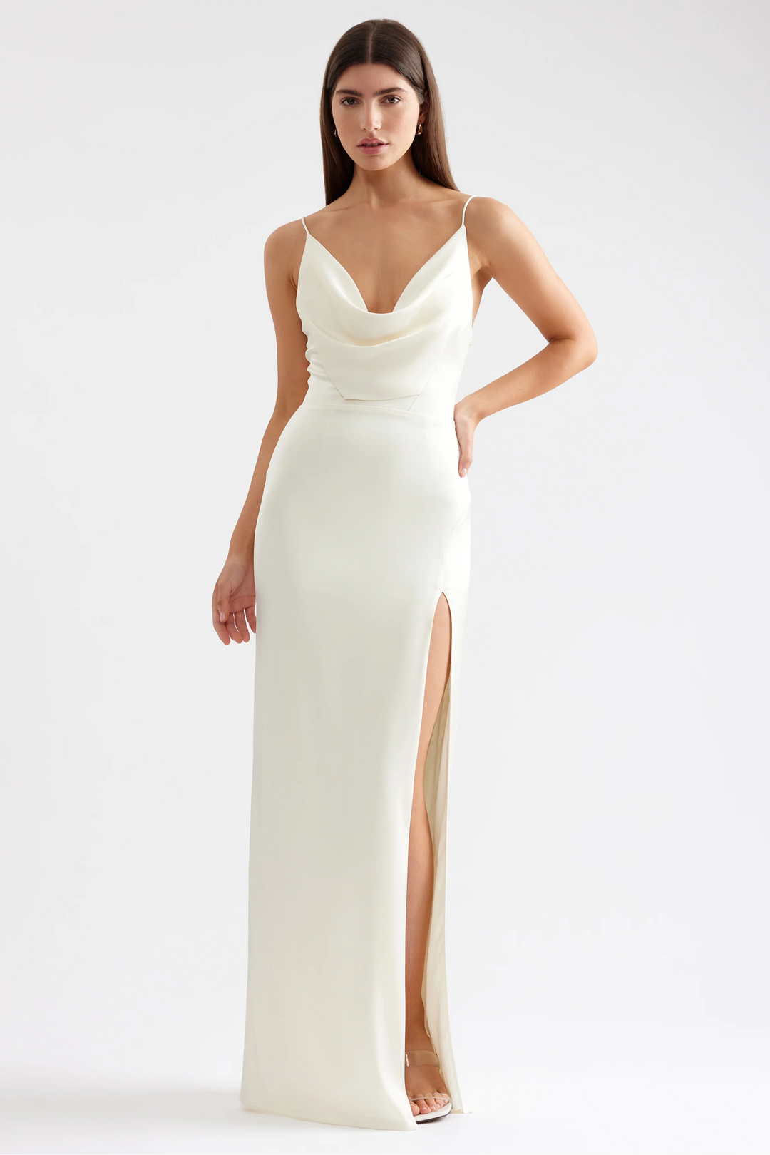 white christmas dresses Bella Maxi Dress, in Buttercream Luxe Satin, Size: Large | Show Me Your Mumu main image 1