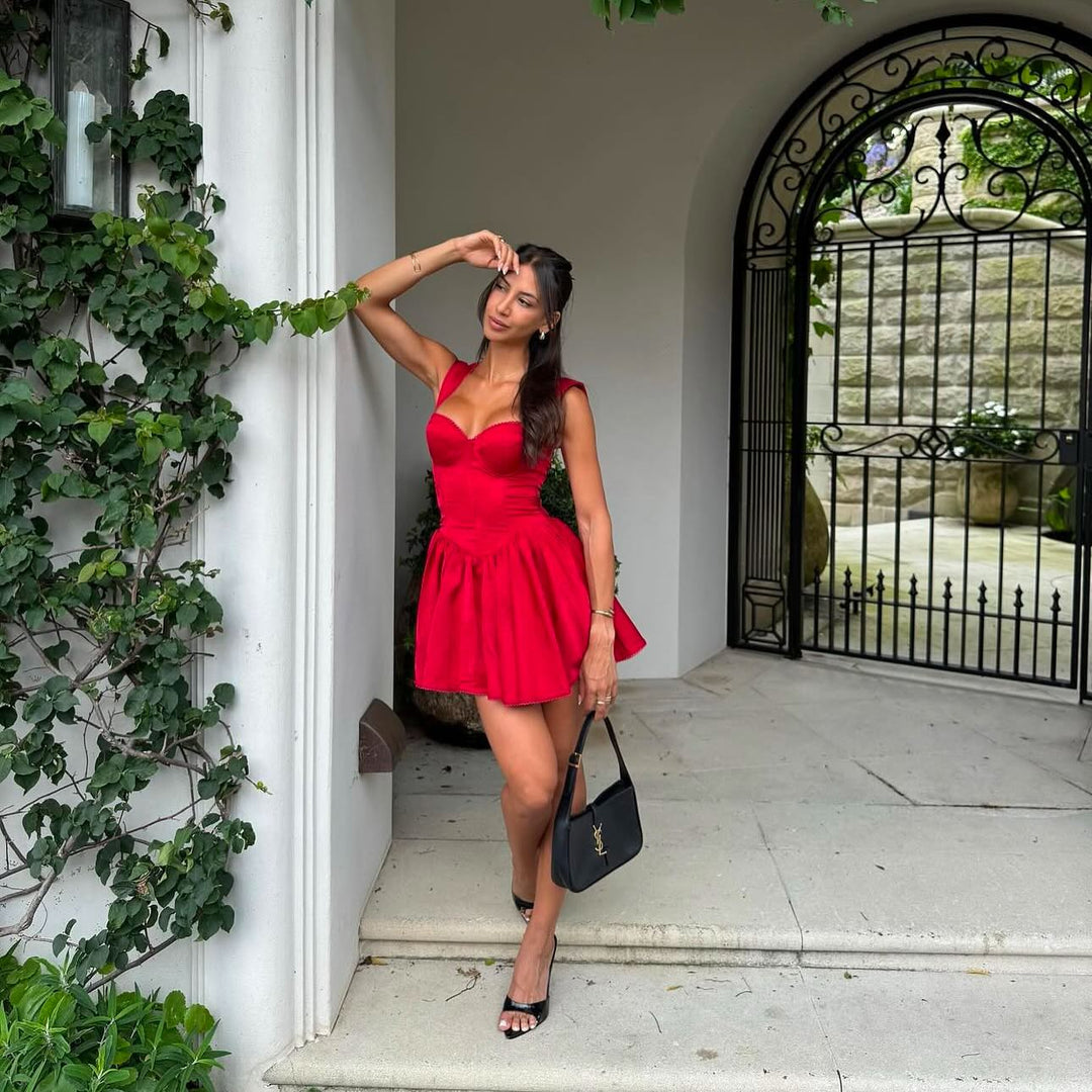jasper mini dress in red orange JOELLE MINI DRESS