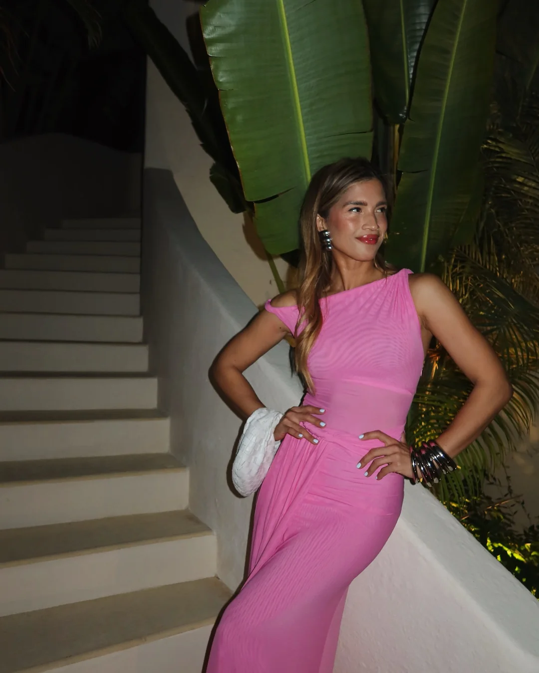 knee length dresses for ladies Radiant Pink Mesh Mia Dress – Gold Rush NYC main image 1