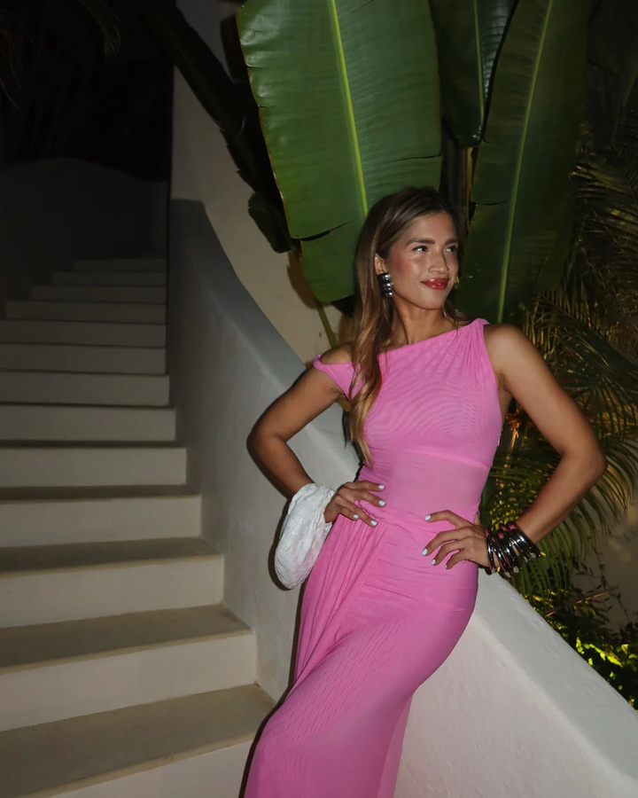 Misha Sisal Mesh Maxi Dress - Orchard Pink | JAUS Misha Sisal Mesh Maxi Dress - Orchard Pink | JAUS