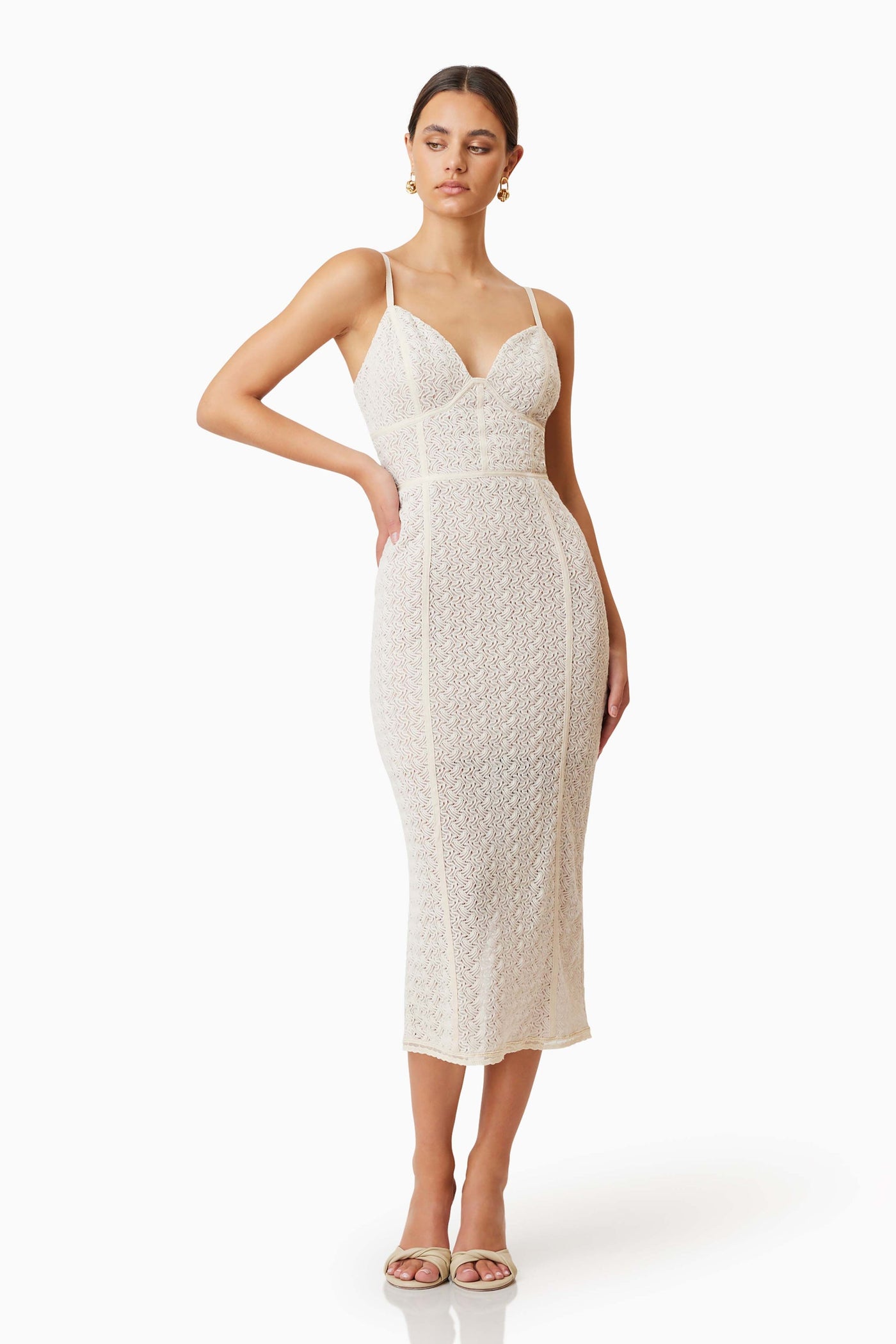 Bella Cocktail Midi Dress - Ivory - SHOPJAUS - JAUS
