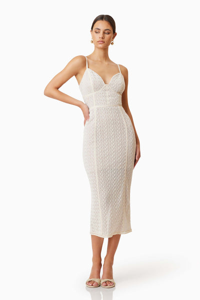 Bella Cocktail Midi Dress - Ivory - SHOPJAUS - JAUS
