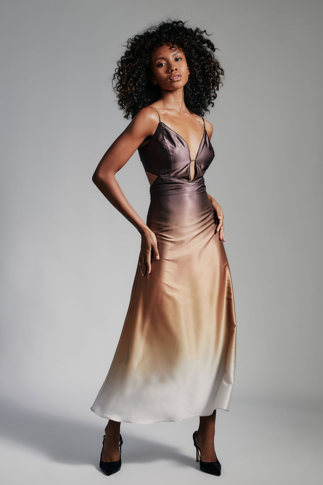 Karlotta Slip Dress - Brown Ombre | JAUS