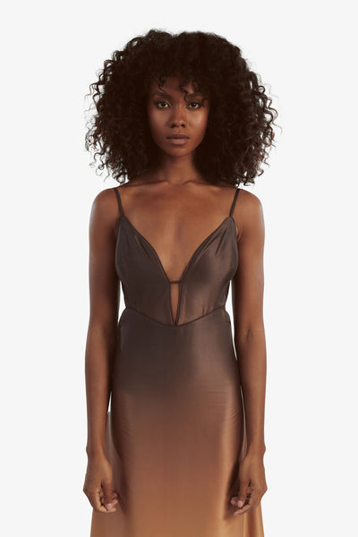 Karlotta Slip Dress - Brown Ombre - SHOPJAUS - JAUS