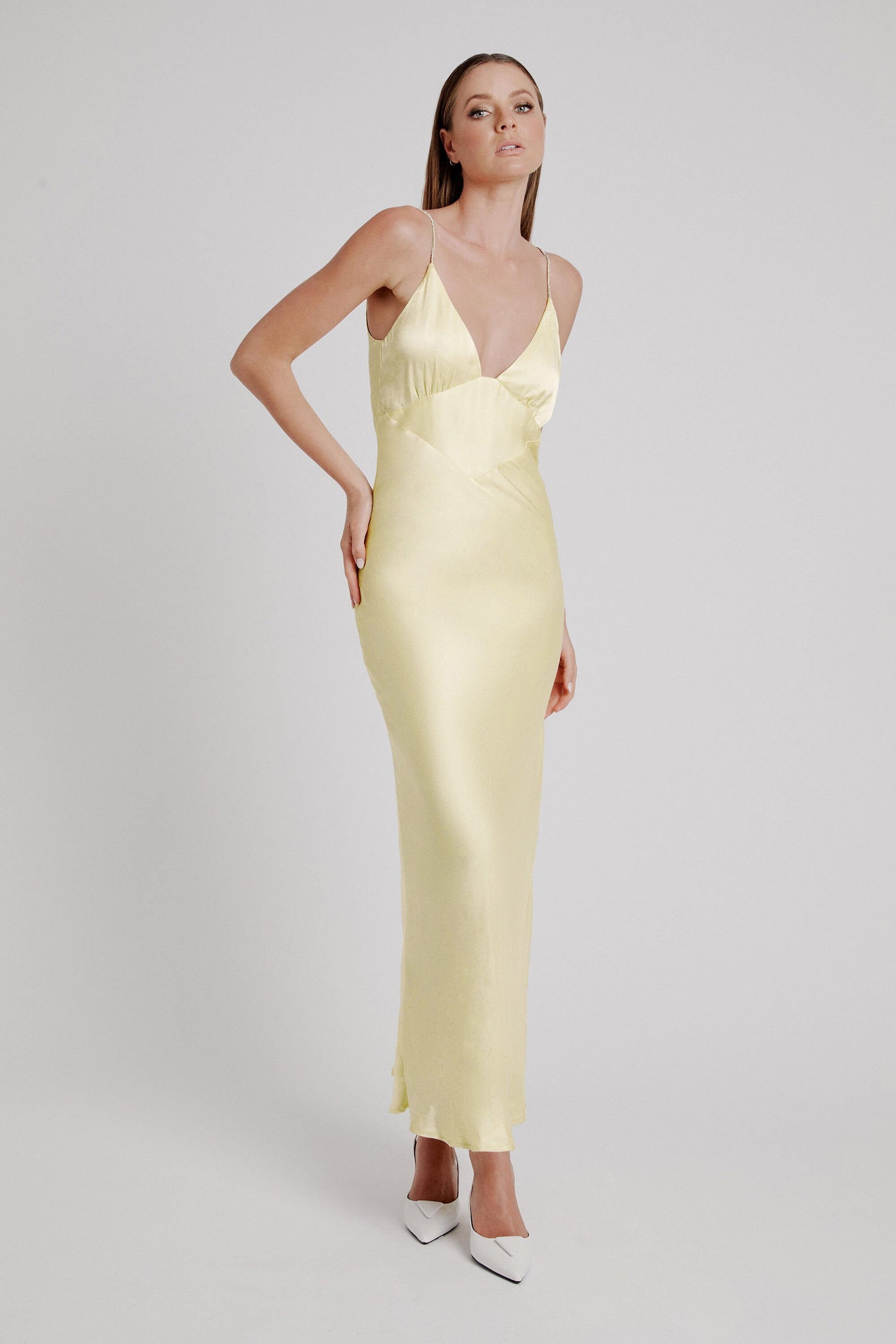 Capri Diamante Slip Dress - Canary Yellow - SHOPJAUS - JAUS
