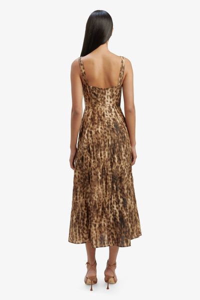 Lilah Corset Midi Dress - Leopard - SHOPJAUS - JAUS