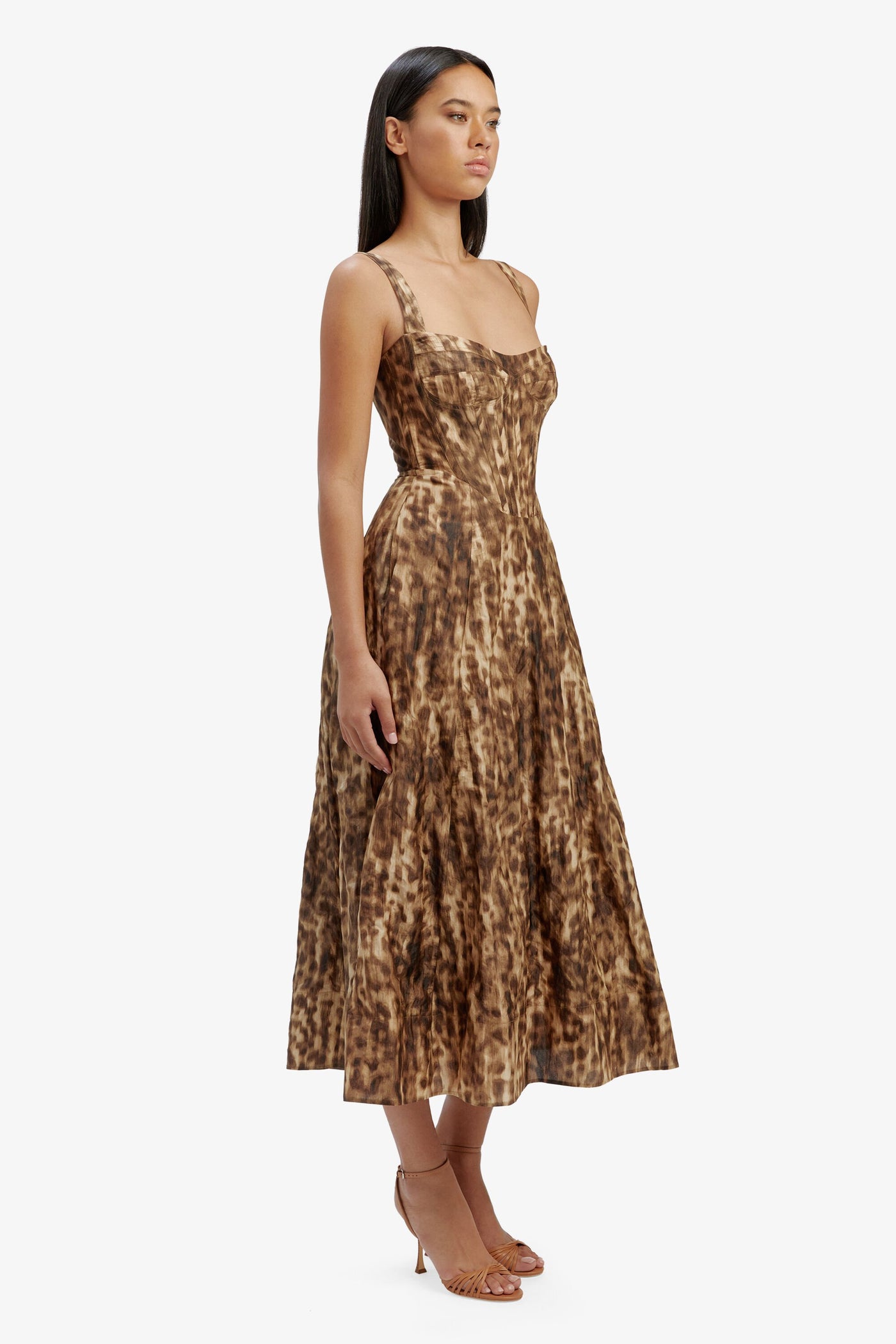 Lilah Corset Midi Dress - Leopard - SHOPJAUS - JAUS