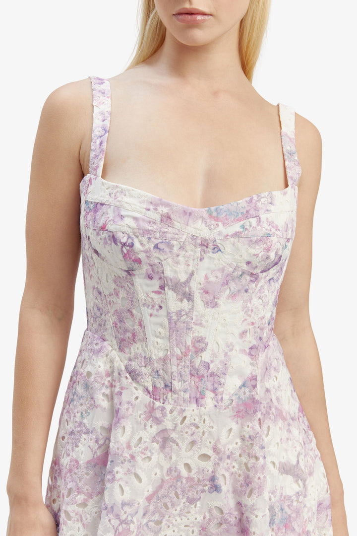 adaline broderie midi dress Bardot Adaline Floral Applique Broderie Corset Maxi Dress