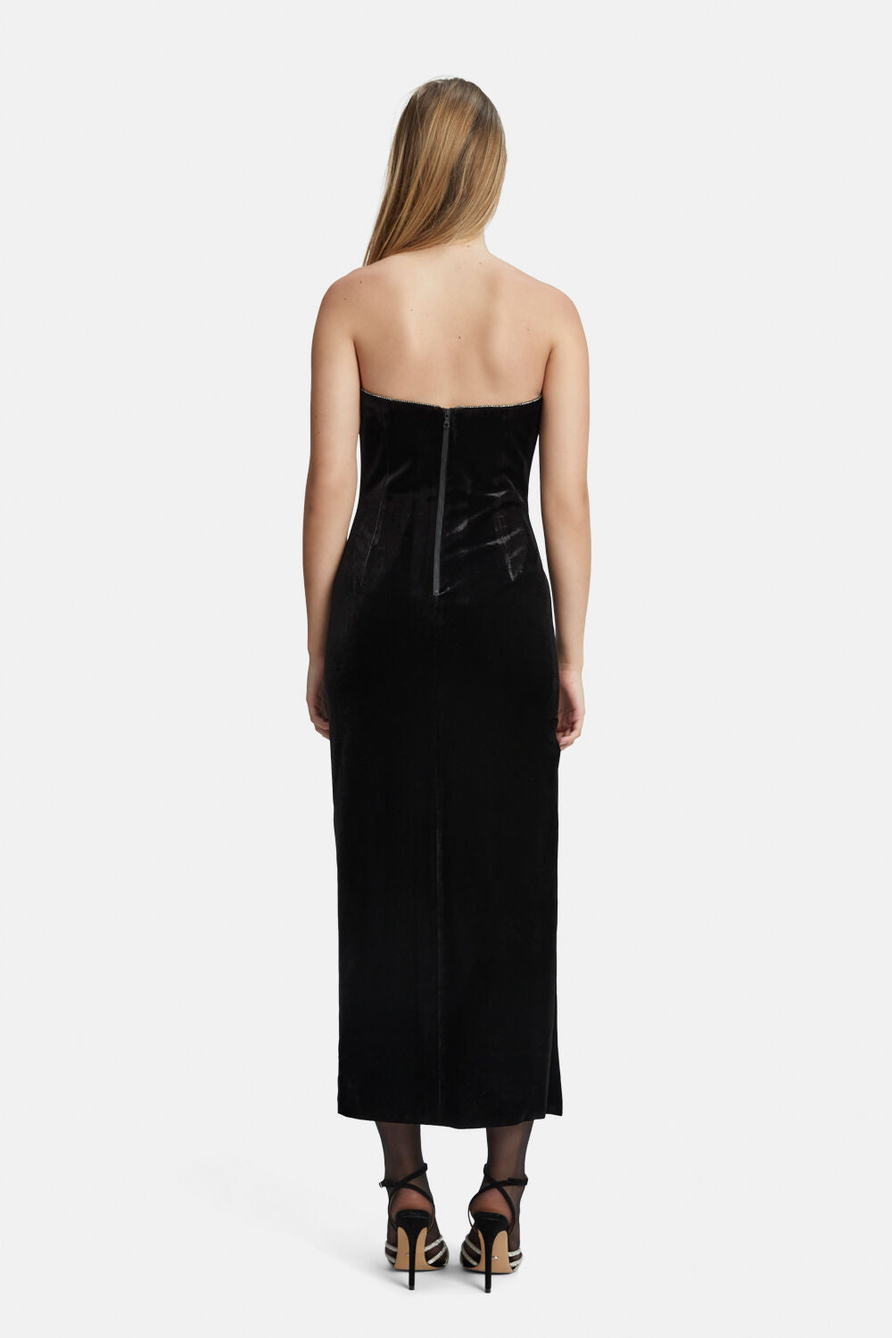 Lilah Velour Midi Dress - Black - SHOPJAUS - JAUS