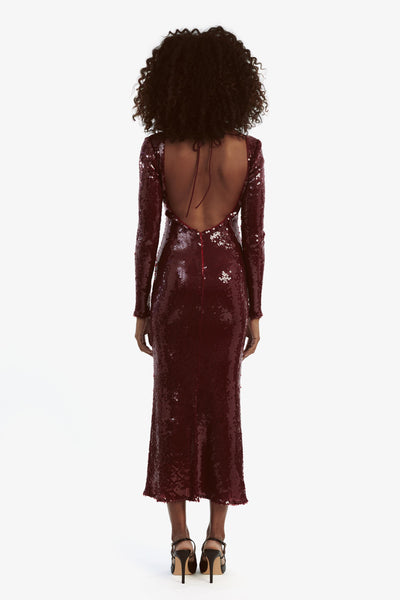 Verona Sequin Maxi Dress - Burgundy - SHOPJAUS - JAUS
