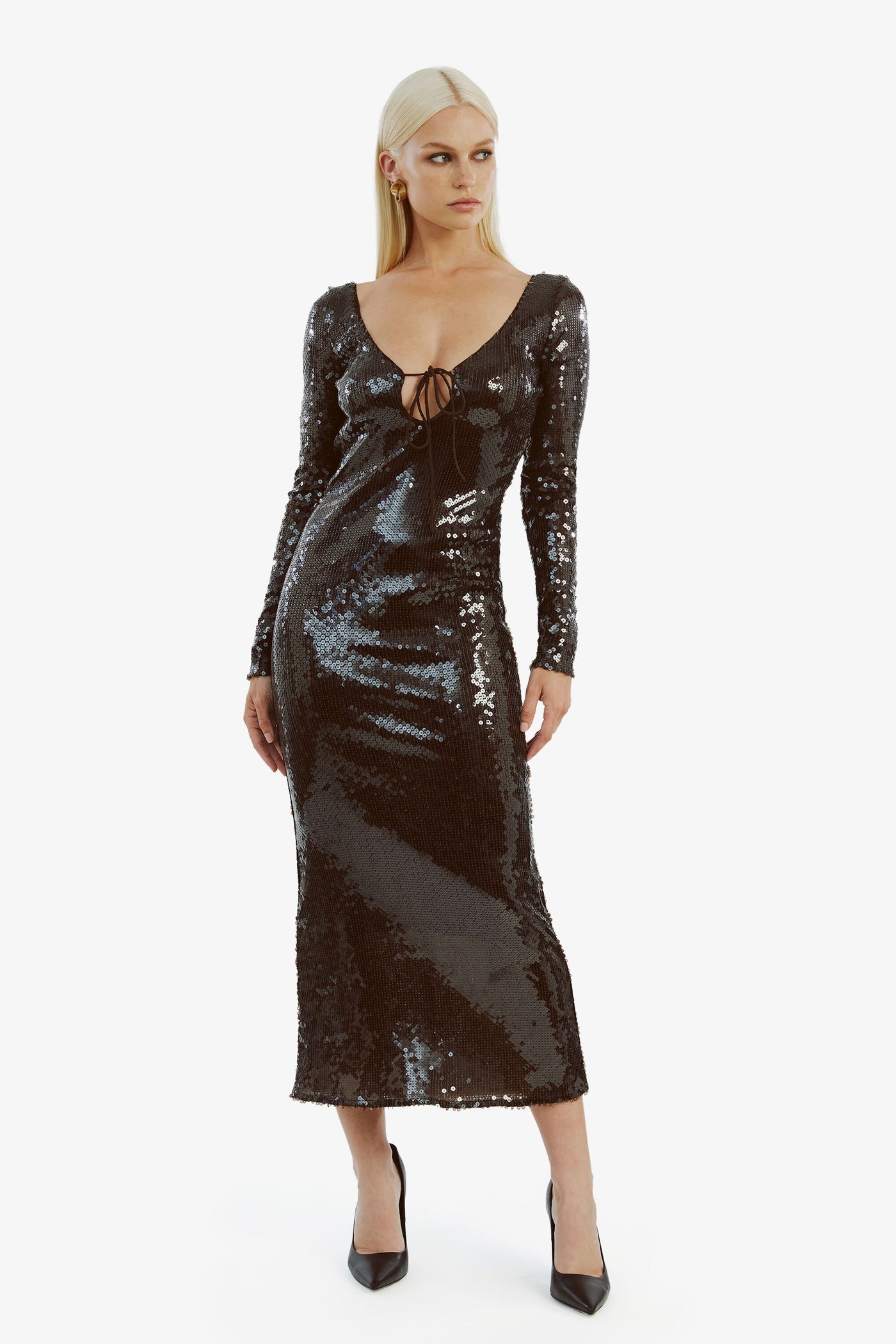 Verona Sequin Maxi Dress - Dark Chocolate - SHOPJAUS - JAUS