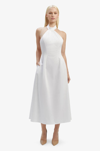 Genevieve Poplin Midi Dress - White - SHOPJAUS - JAUS