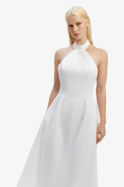 Genevieve Poplin Midi Dress - White - SHOPJAUS - JAUS