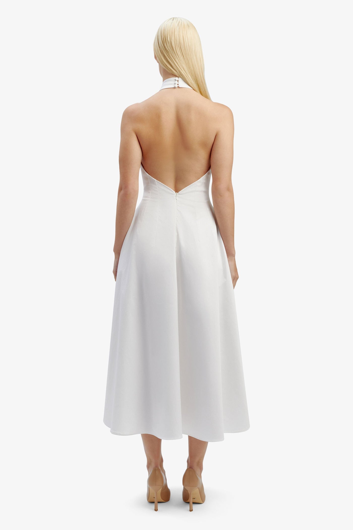 Genevieve Poplin Midi Dress - White - SHOPJAUS - JAUS