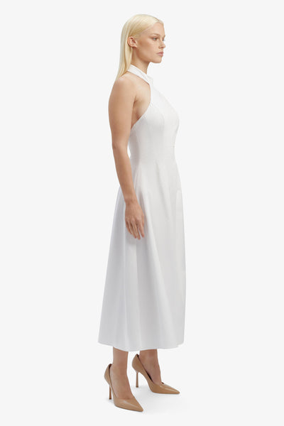 Genevieve Poplin Midi Dress - White - SHOPJAUS - JAUS