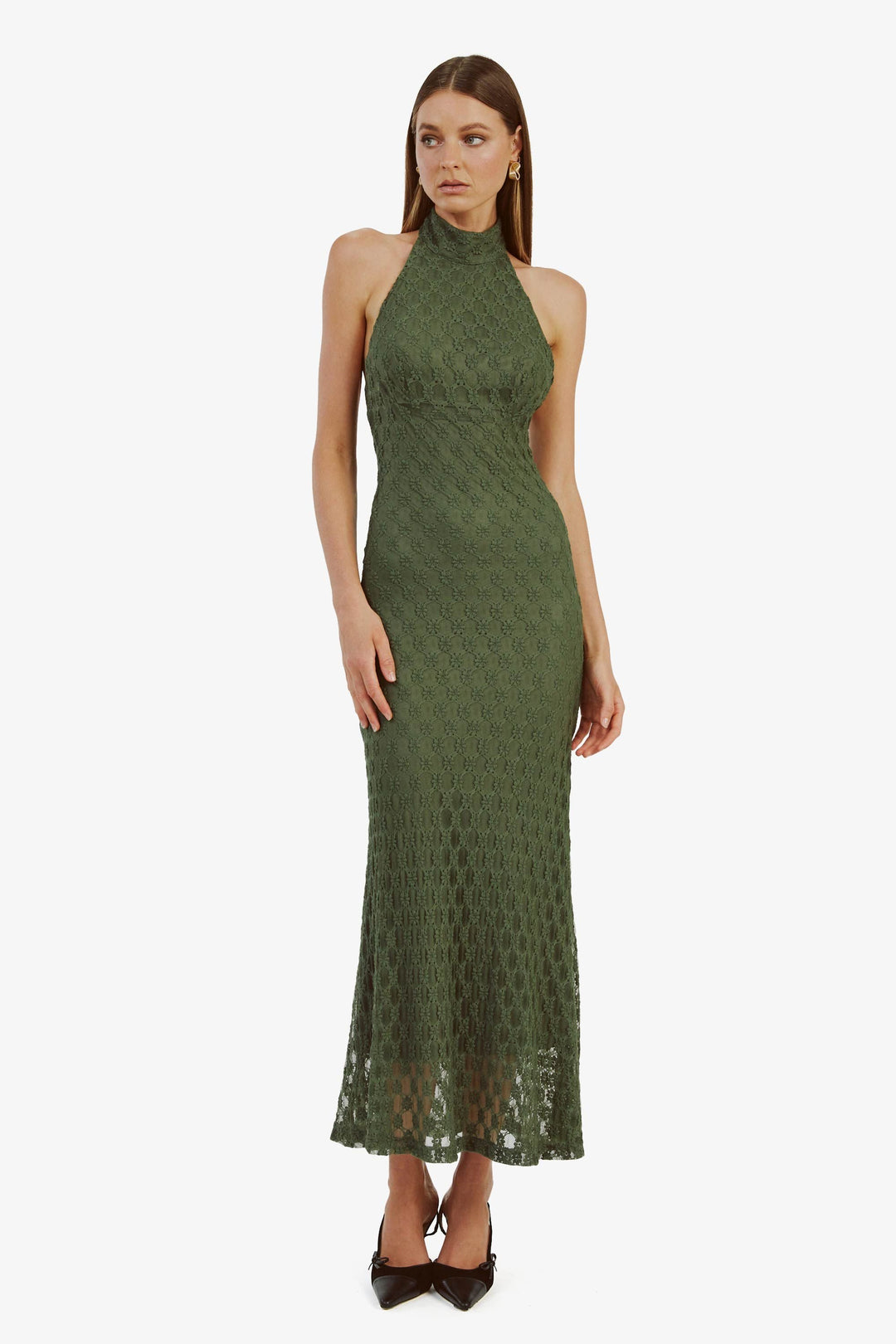 Womens Dresses River Island Khaki Midi Dress Adoni Ola Lace Midi Dress  Khaki JAUS