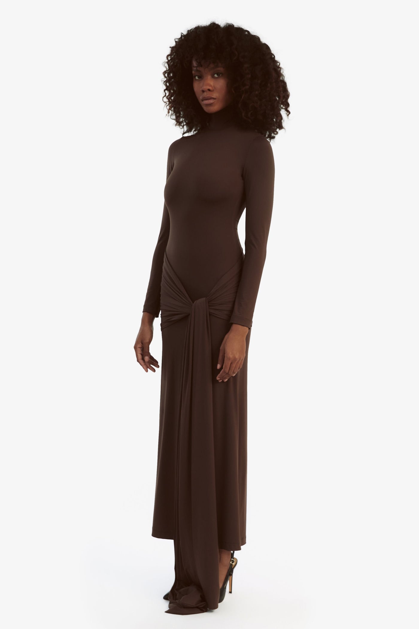 Alix Tie Front Maxi Dress - Chocolate - SHOPJAUS - JAUS