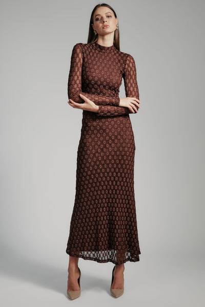 Ola Long Sleeve Midi Dress - Chocolate - SHOPJAUS - JAUS