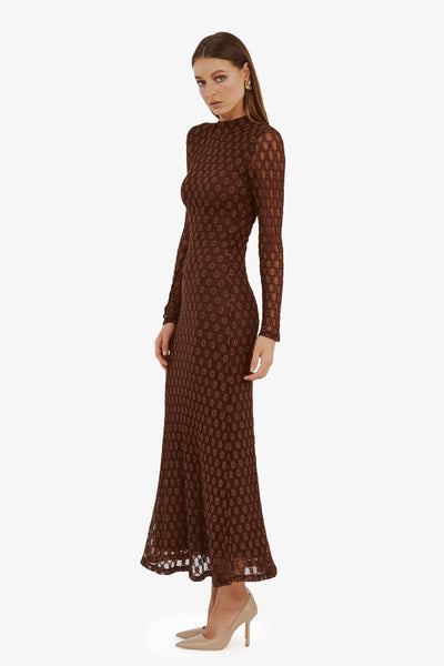 Ola Long Sleeve Midi Dress - Chocolate - SHOPJAUS - JAUS