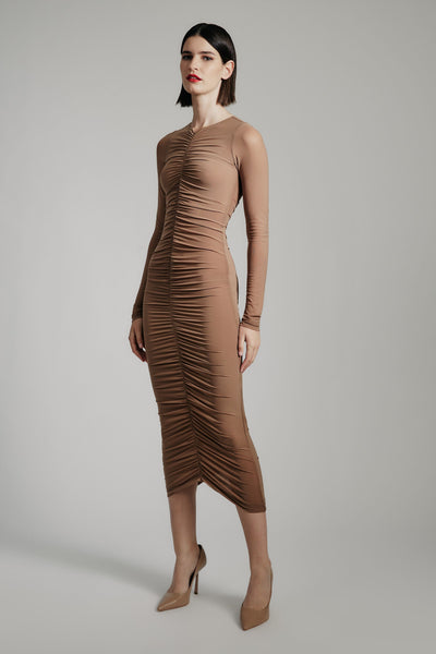 Jaya Mesh Maxi Dress - Tan - SHOPJAUS - JAUS