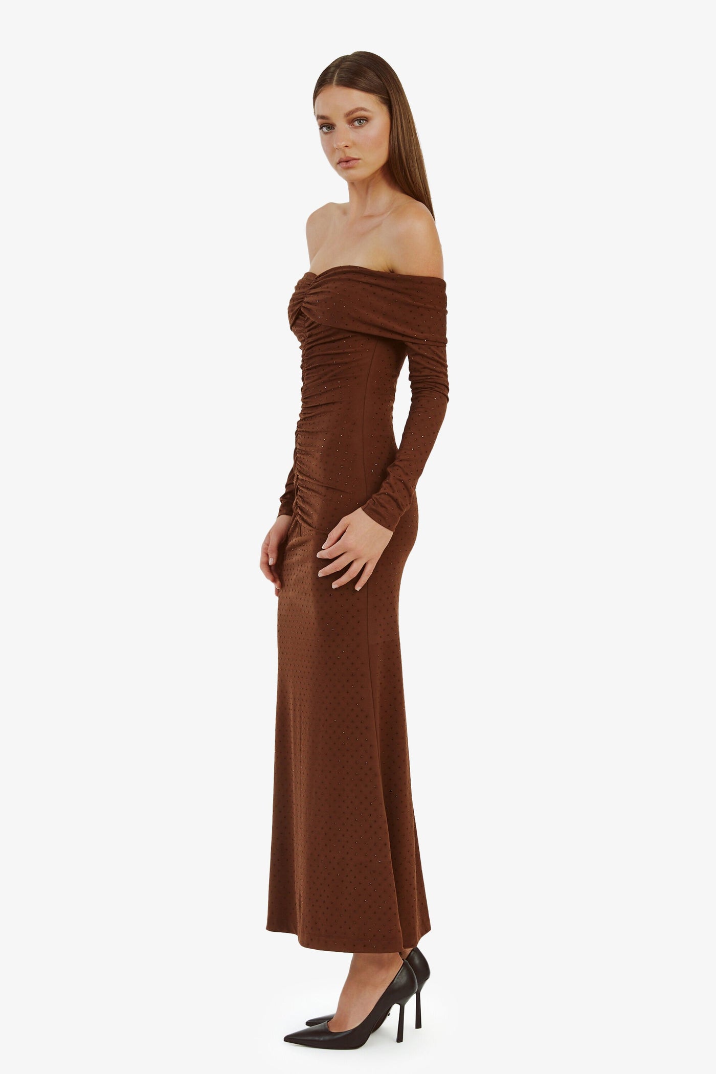 Artura Diamante Maxi Dress - Chocolate - SHOPJAUS - JAUS