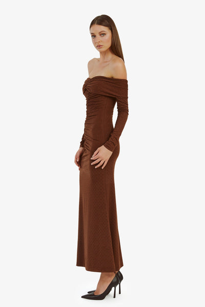 Artura Diamante Maxi Dress - Chocolate - SHOPJAUS - JAUS